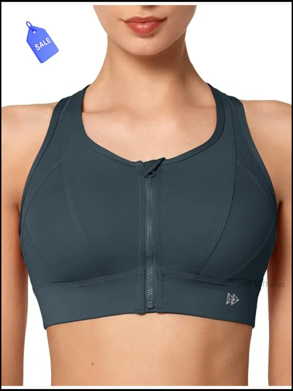 High Impact Front Zip Sports Bra Mesh Racerback Full Coverage Wirefree Bra